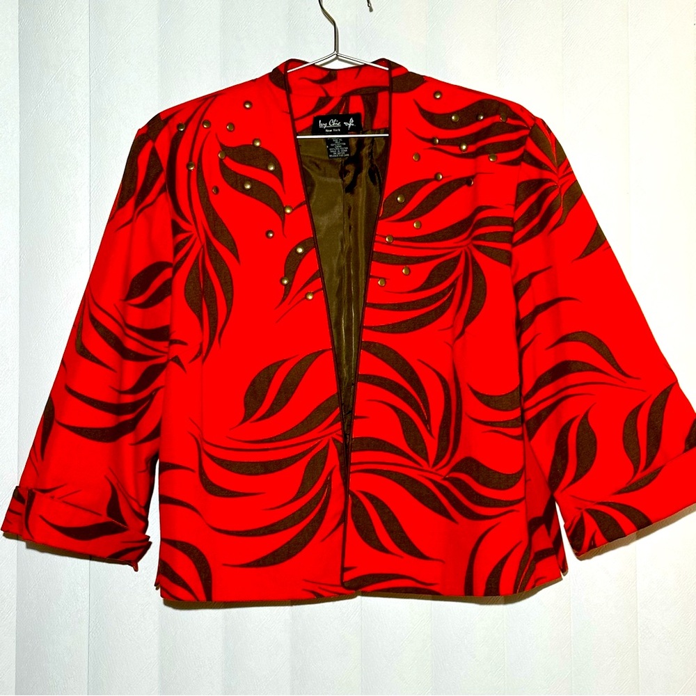 Ivy Chic New York 100% Cotton Crop Blazer - Size XL